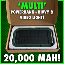 Load image into Gallery viewer, ‘Multi’ PowerBank With Video/Bivvy Light.inc Wireless Phone Charging &amp; Solar Recharge!