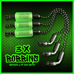 3 x Bobbins Bite Indicators In Fluoro Green -Version 2-(New for 2025)