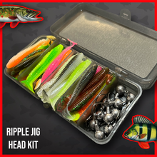 Load image into Gallery viewer, 51pc Ripple Shad Soft Lure Kit T Tail Fishing Baits Jig Head Set Perch Zander