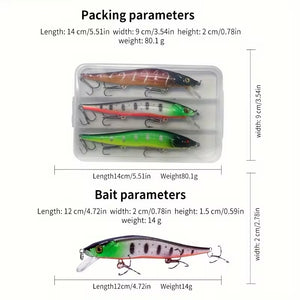 Jerkbait Lure Set in storage box.3 x 13g Sinking Minnow Style fishing lures (Set3) - FiSH i UK