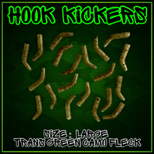 Load image into Gallery viewer, Hook Kickers-Hook Aligner Kickers-Trans Green Camo Fleck-Size Med/Lrg- 20 per pack.