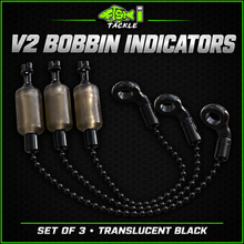 Load image into Gallery viewer, 3 x Bobbins Bite Indicators In TRANSLUCENT BLACK Colour -Version 2-(New for 2026) V2