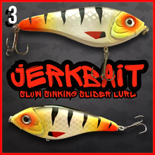 Load image into Gallery viewer, Slow Sinking Jerkbait Slider Lure 11.5cm 36g | Pike Zander Perch Fishing Lure UK | Rattle Jerkbait Hard Lure | Predator Fishing