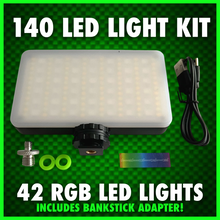 Load image into Gallery viewer, 140 LED RGB VIDEO LIGHT WITH COLD SHOE PHONE HOLDER KIT!