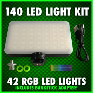 140 LED RGB VIDEO LIGHT WITH COLD SHOE PHONE HOLDER KIT!
