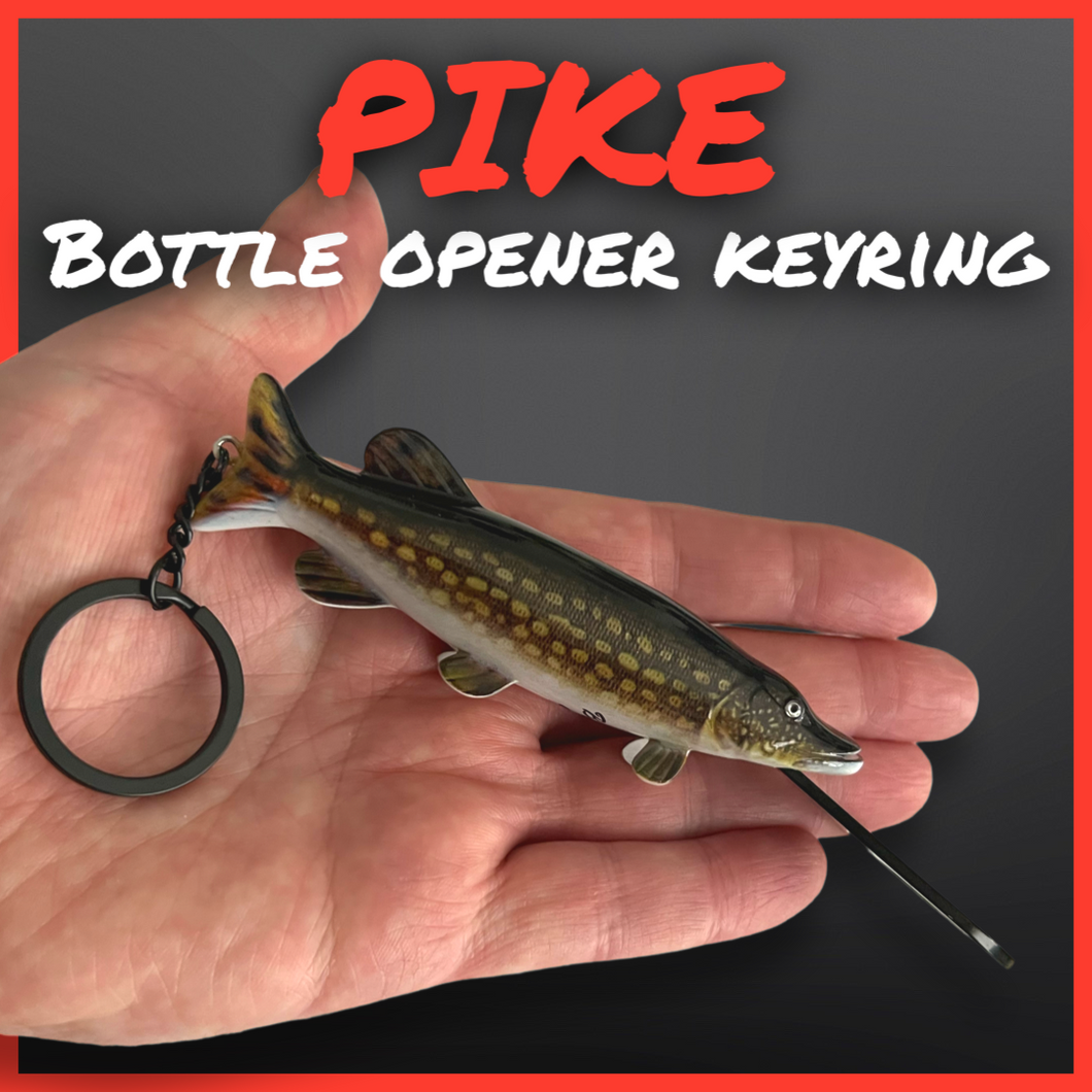 Pike Fish Bottle Opener Keyring – Realistic Pike Keychain – Lure Fishing Gift - Predator Fishing - FiSH i UK