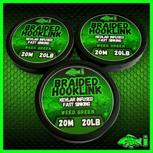 Load image into Gallery viewer, FiSH i Kevlar Infused Braided Hooklink – Weed Green (20m / 20lb)