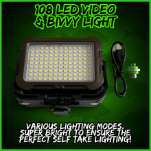 Load image into Gallery viewer, 108 SMD-LED Self-Take &amp; Bivvy Light USB-C Solar Rechargeable Carp Fishing