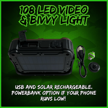 Load image into Gallery viewer, 108 SMD-LED Self-Take &amp; Bivvy Light USB-C Solar Rechargeable Carp Fishing