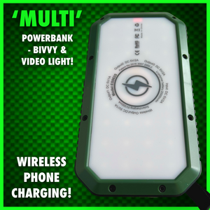 ‘Multi’ PowerBank With Video/Bivvy Light.inc Wireless Phone Charging & Solar Recharge!