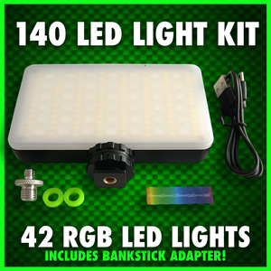 140 LED RGB VIDEO LIGHT WITH COLD SHOE PHONE HOLDER KIT!
