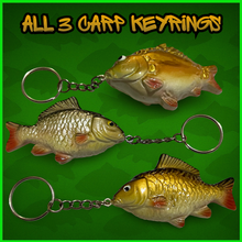 Load image into Gallery viewer, Carp Keyring’s-All 3 of Our Carp keyrings-Common Carp &amp; Mirror Carp.