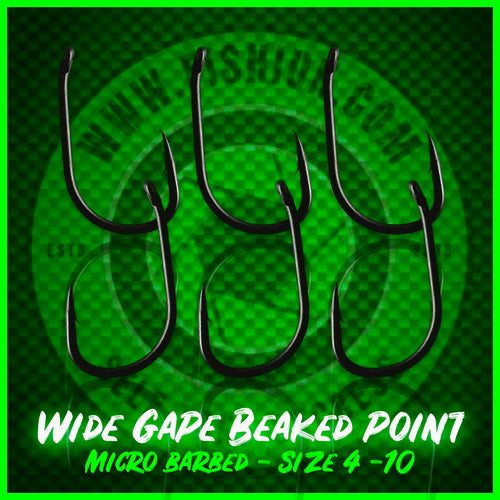 Wide Gape Beaked Point Carp Hooks. Micro Barbed. - FiSH i UK