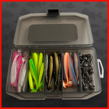 Load image into Gallery viewer, Lure fishing Texas Rig Kit-Fishing gift set-76 Piece Set-Soft artificial Lures for Jig and Texas Rig Fishing.