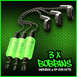 3 x Bobbins Bite Indicators In Fluoro Green -Version 2-(New for 2025)