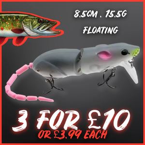 85mm Rat/Mouse Lure Floating 15.5g.Various Colours Available! Surface Pike Fishing!