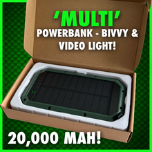 Load image into Gallery viewer, ‘Multi’ PowerBank With Video/Bivvy Light.inc Wireless Phone Charging &amp; Solar Recharge!