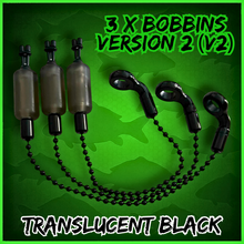 Load image into Gallery viewer, 3 x Bobbins Bite Indicators In TRANSLUCENT BLACK Colour -Version 2-(New for 2026) V2