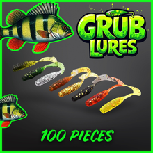 Load image into Gallery viewer, Mixed Grub lures with 1g jig heads.100 Piece Set. - FiSH i UK