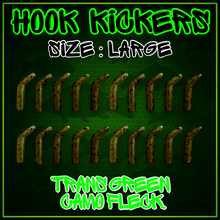 Load image into Gallery viewer, Hook Kickers-Hook Aligner Kickers-Trans Green Camo Fleck-Size Med/Lrg- 20 per pack.
