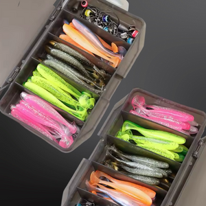 Lure fishing set. fishing gift. fishing gift set. 76 pcs. Soft artificial lures for jigging and Texas rig. - FiSH i UK