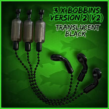 Load image into Gallery viewer, 3 x Bobbins Bite Indicators In TRANSLUCENT BLACK Colour -Version 2-(New for 2026) V2