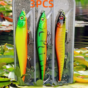 Jerkbait Fishing lures set in box.  13g 3x Lures  Sinking Minnow Style (Set4) - FiSH i UK