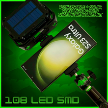 Load image into Gallery viewer, 108 SMD LED RECHARGEABLE &amp; SOLAR VIDEO/BIVVY LIGHT &amp; COLD SHOE PHONE HOLDER KIT- SELF TAKE KIT-SELF TAKE STATION FOR CARP FISHING.