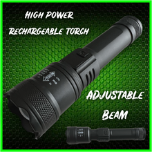 Load image into Gallery viewer, Rechargeable Zoom Torch Flashlight – Ultra Bright &amp; Perfect for Camping &amp; Fishing