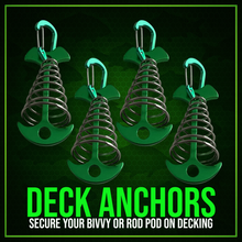 Load image into Gallery viewer, Deck Anchors-6 per set-Perfect to secure your Bivvy or Pod when Angling on Timber Decking.