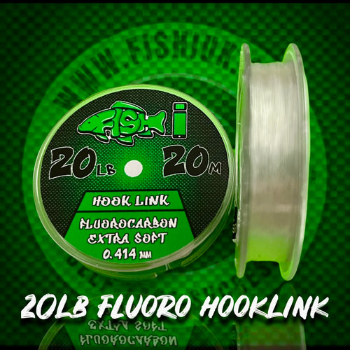 Fluorocarbon Hooklink in 20lb. 20m Spool. Soft HookLink/Boom - FiSH i UK