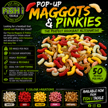 Load image into Gallery viewer, Pop-Up Maggots &amp; Pinkies – Mixed Colours – 50 Per Pack