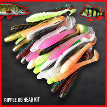 Load image into Gallery viewer, 51pc Ripple Shad Soft Lure Kit T Tail Fishing Baits Jig Head Set Perch Zander