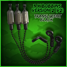 Load image into Gallery viewer, 3 x Bobbins Bite Indicators In TRANSLUCENT BLACK Colour -Version 2-(New for 2026) V2