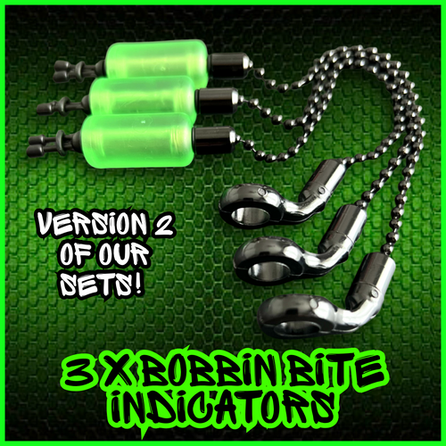 3 x Bobbins Bite Indicators In Fluoro Green -Version 2-(New for 2025)
