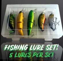 Load image into Gallery viewer, Fishing Lure set. Lure fishing kit. 5  Lures per set in plastic storage.