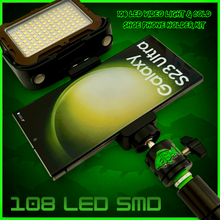 Load image into Gallery viewer, 108 SMD LED RECHARGEABLE &amp; SOLAR VIDEO/BIVVY LIGHT &amp; COLD SHOE PHONE HOLDER KIT- SELF TAKE KIT-SELF TAKE STATION FOR CARP FISHING.