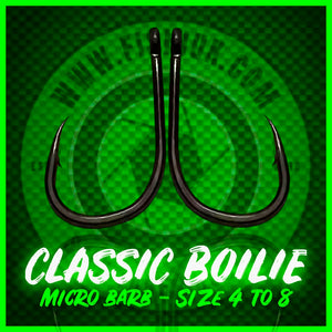 Wide Gape Classic Boilie Style Carp Hooks.Micro Barbed