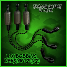 Load image into Gallery viewer, 3 x Bobbins Bite Indicators In TRANSLUCENT BLACK Colour -Version 2-(New for 2026) V2