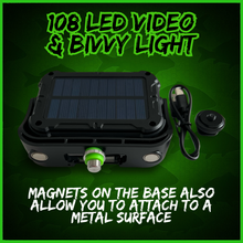 Load image into Gallery viewer, 108 SMD-LED Self-Take &amp; Bivvy Light USB-C Solar Rechargeable Carp Fishing