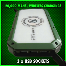 Load image into Gallery viewer, ‘Multi’ PowerBank With Video/Bivvy Light.inc Wireless Phone Charging &amp; Solar Recharge!