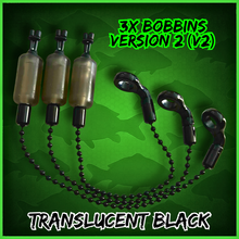Load image into Gallery viewer, 3 x Bobbins Bite Indicators In TRANSLUCENT BLACK Colour -Version 2-(New for 2026) V2