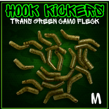Load image into Gallery viewer, Hook Kickers-Hook Aligner Kickers-Trans Green Camo Fleck-Size Med/Lrg- 20 per pack.