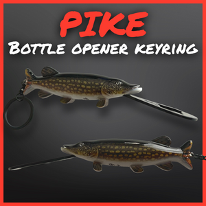 Pike Fish Bottle Opener Keyring – Realistic Pike Keychain – Lure Fishing Gift - Predator Fishing - FiSH i UK