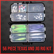 Load image into Gallery viewer, 56pc Predator Soft Lure Fishing Kit Pike Perch Zander Jigheads Texas Rig Set