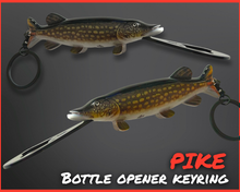 Load image into Gallery viewer, Pike Fish Bottle Opener Keyring – Realistic Pike Keychain – Lure Fishing Gift - Predator Fishing - FiSH i UK