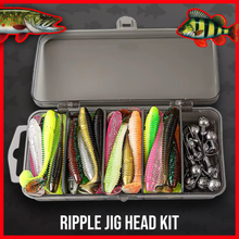 Load image into Gallery viewer, 51pc Ripple Shad Soft Lure Kit T Tail Fishing Baits Jig Head Set Perch Zander