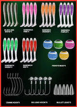Load image into Gallery viewer, 61pc Soft Lure Fishing Kit – T-Tail Jighead &amp; Texas Rig Set-Fish i Tackle Predator kit.
