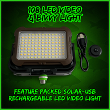 Load image into Gallery viewer, 108 SMD-LED Self-Take &amp; Bivvy Light USB-C Solar Rechargeable Carp Fishing