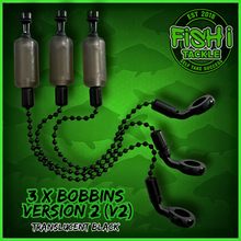 Load image into Gallery viewer, 3 x Bobbins Bite Indicators In TRANSLUCENT BLACK Colour -Version 2-(New for 2026) V2